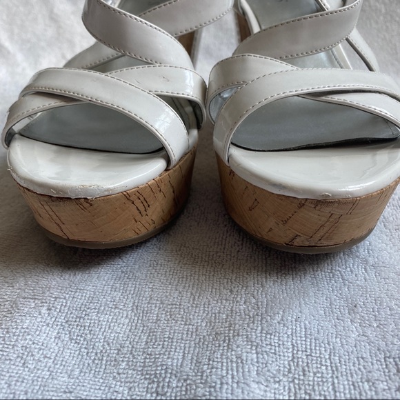 Guess White Strappy Cork Wedges - Picture 8 of 8